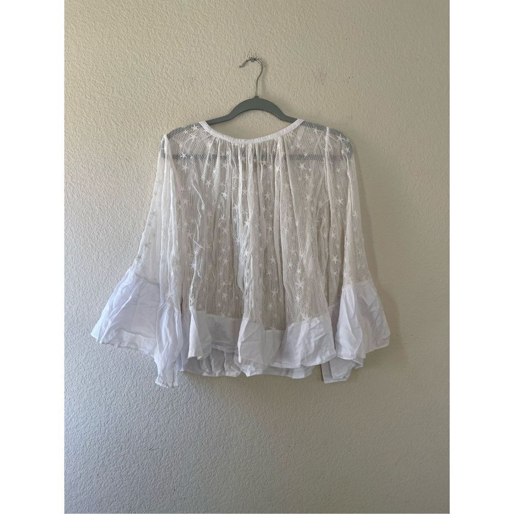 Anthropologie Akemi + Kin‎ star embroidered boho blouse oversized gauzy size xs - Picture 4 of 7